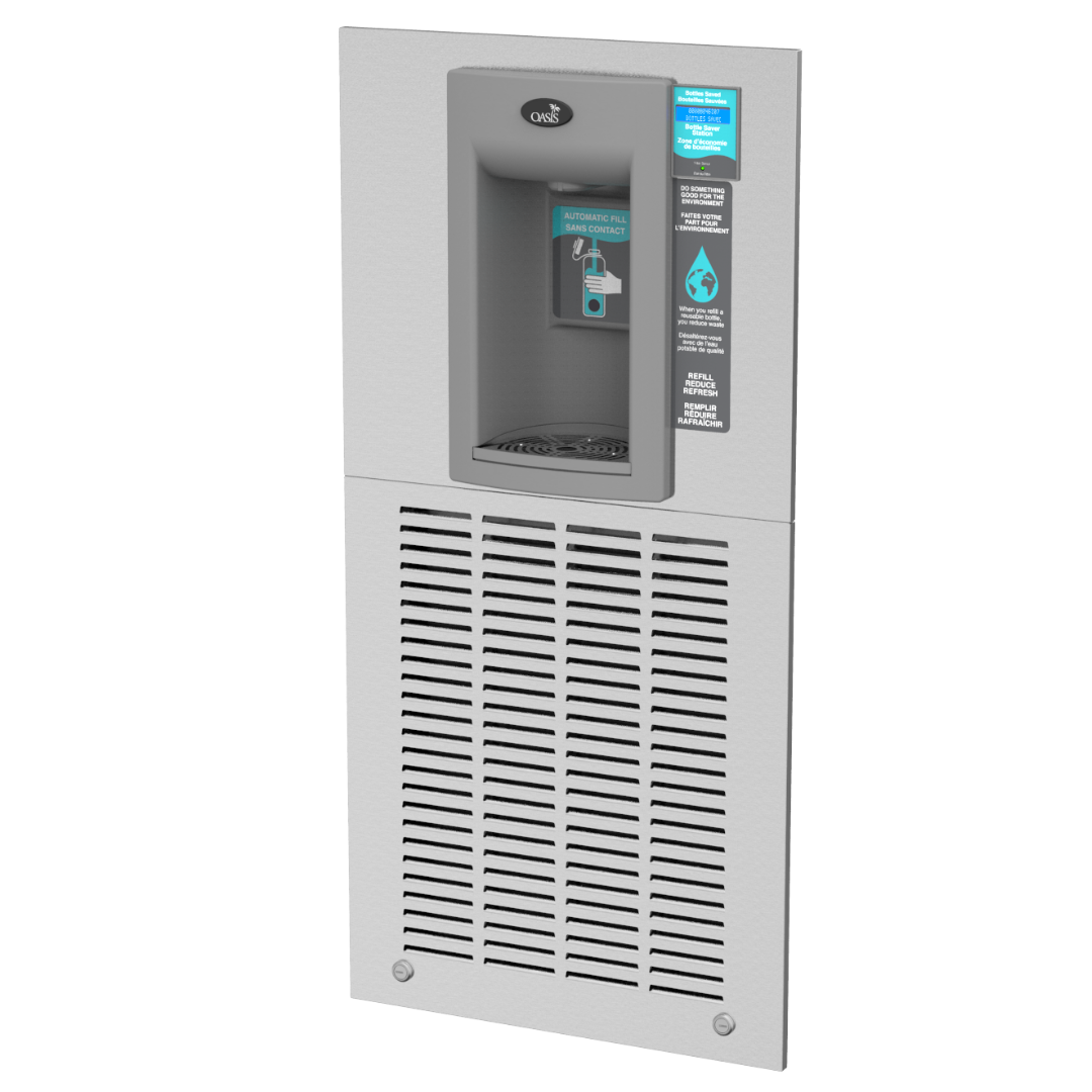 Wall-Recessed, Mains-Connected Bottle Filler Contactless Dispensing